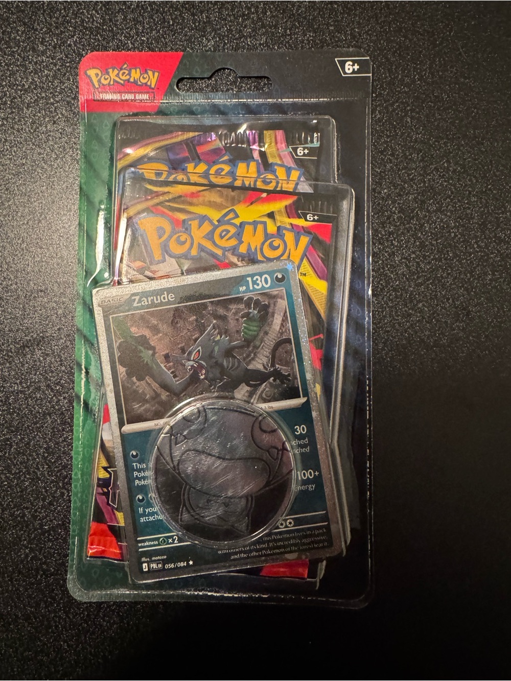 Pokemon Booster Pack Set with Zarude Promo Card and Coin - Black Green